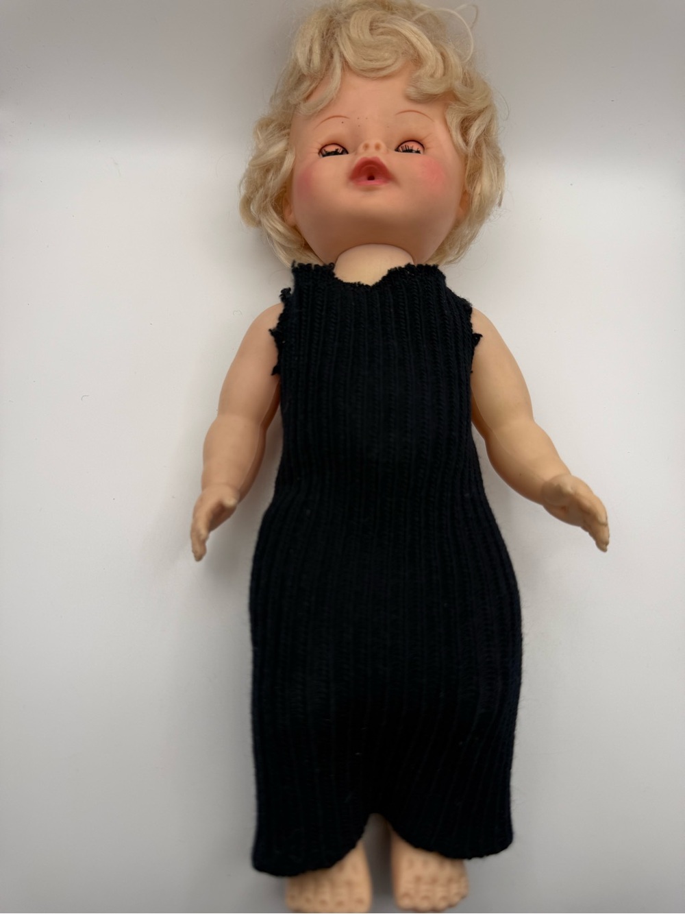 Vintage 1960 Classic Black Doll Knit Outfit for Kids Toys - Unbranded
